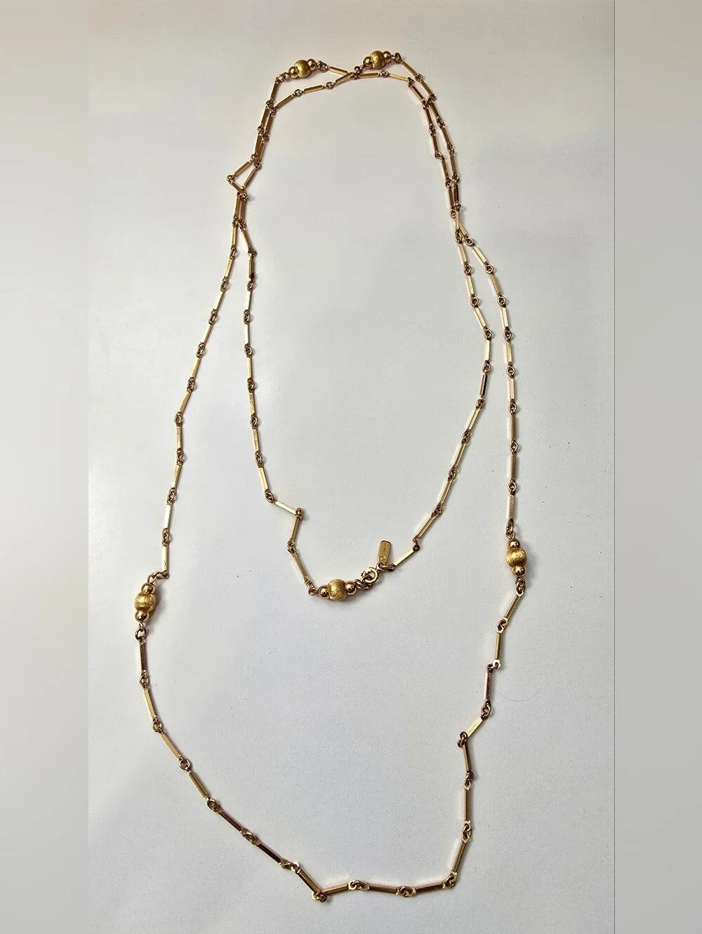 Vintage Monet Gold-Tone Long Beaded Station Necklace